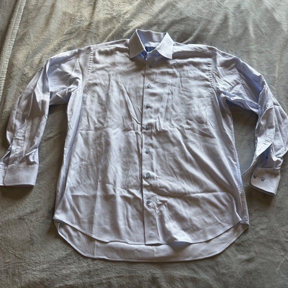 David Donahue Men's 16.5 36/37 Light Blue Regular Fit Dress Shirt - B777